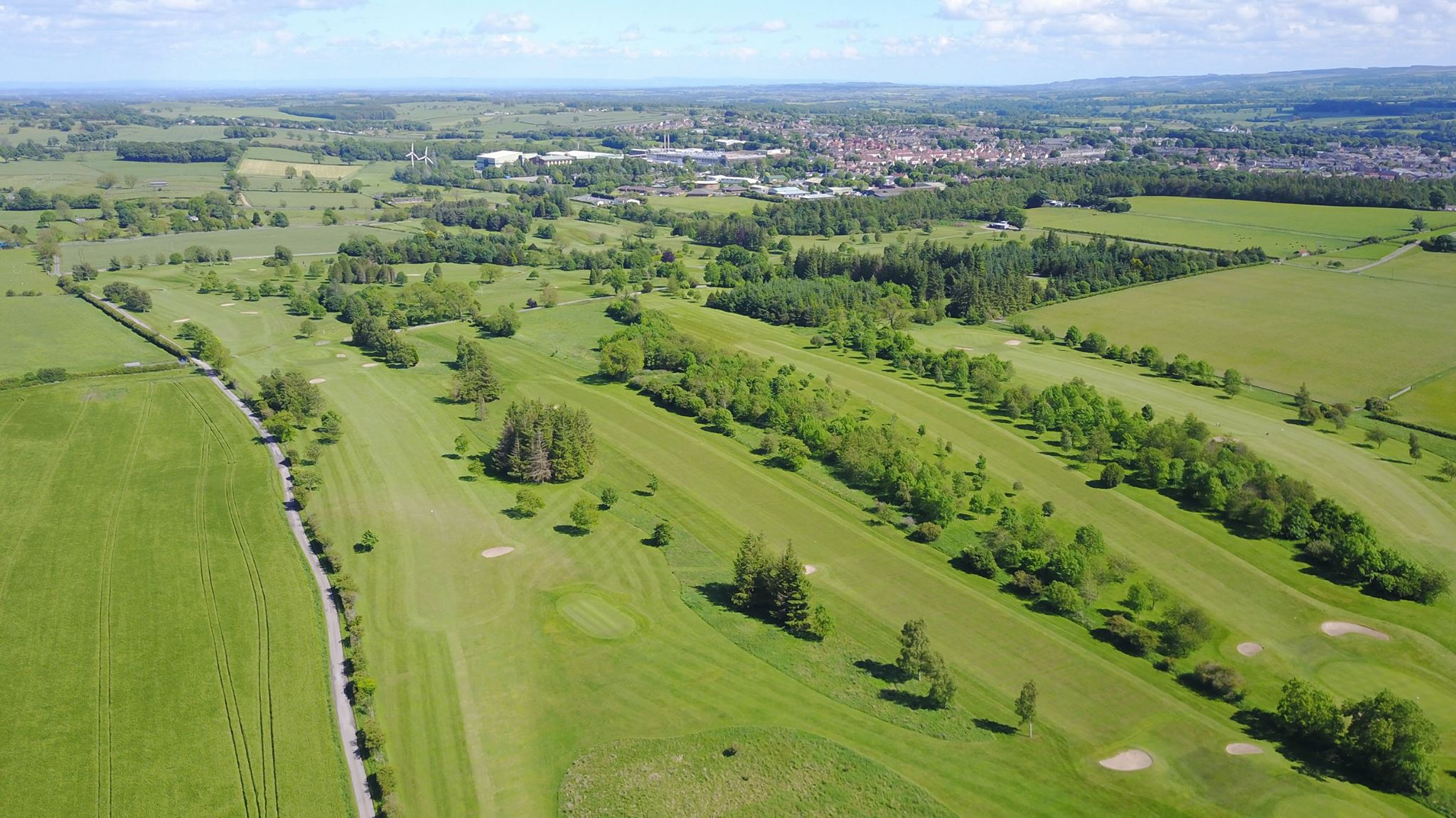 Aerial view of golf course green